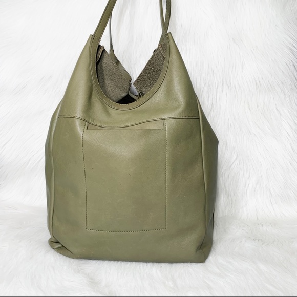 SOLD-HOBO Slouchy Olive Green Leather Hobo Large Shoulder Bag - Picture 5 of 9